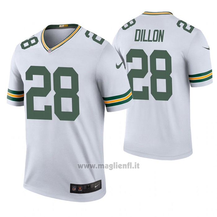 Maglia NFL Legend Green Bay Packers 28 AJ Dillon 2020 Bianco Color Rush